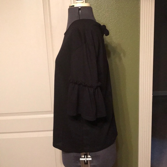 Black Top with Ruffle Sleeves - Picture 3 of 5